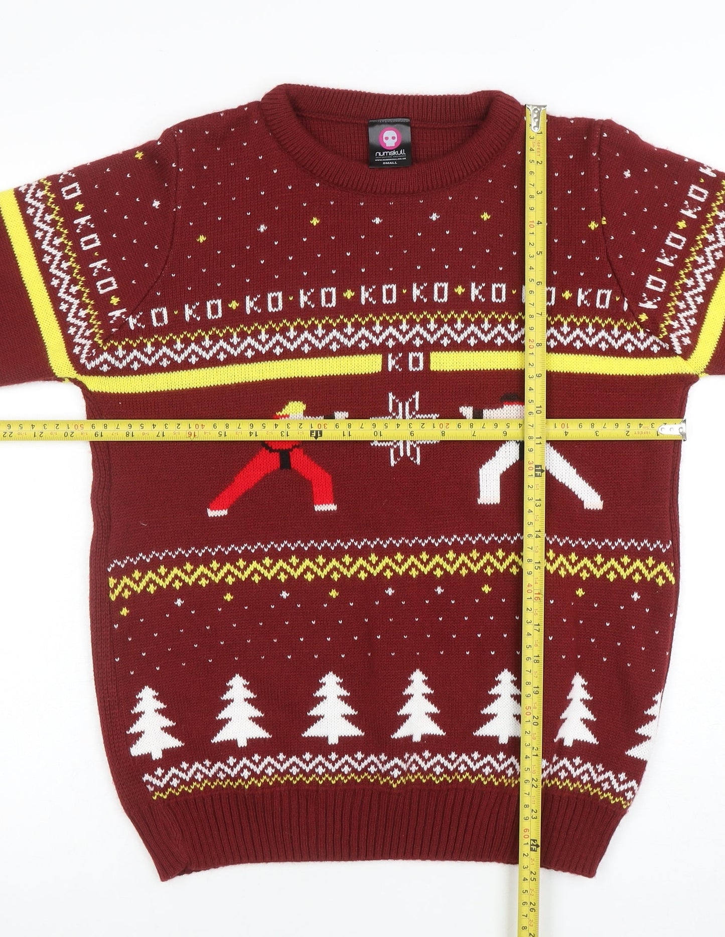 Numskull Men Red Christmas Street Fighter Knit Jumper Small