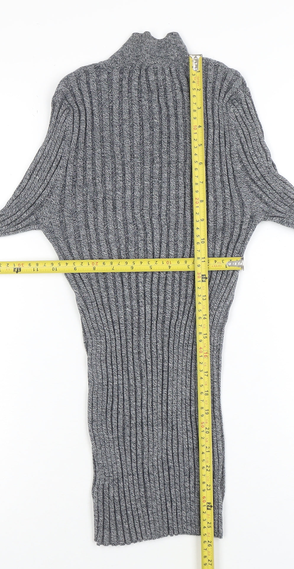 Next Women’s Grey Ribbed Mock Neck Long Sleeve Knit Jumper Size 12