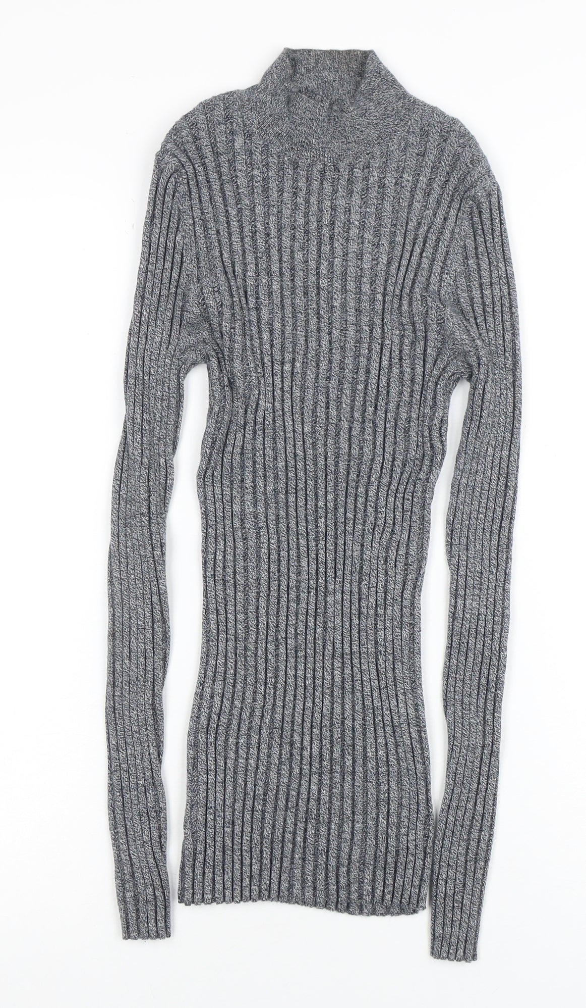 Next Women’s Grey Ribbed Mock Neck Long Sleeve Knit Jumper Size 12