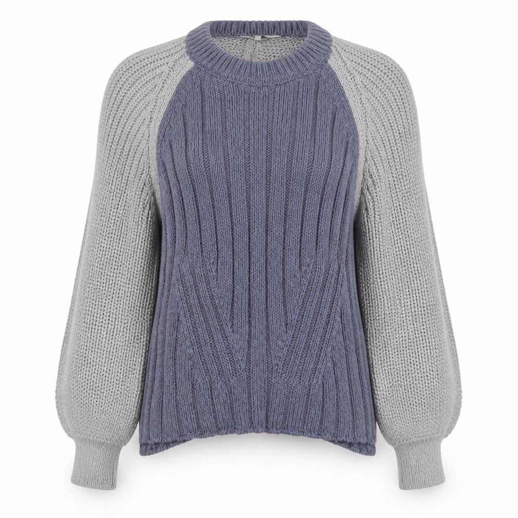 ZARA Women Blue Knit Cotton Blend Raglan Sleeve Belted Jumper Size M