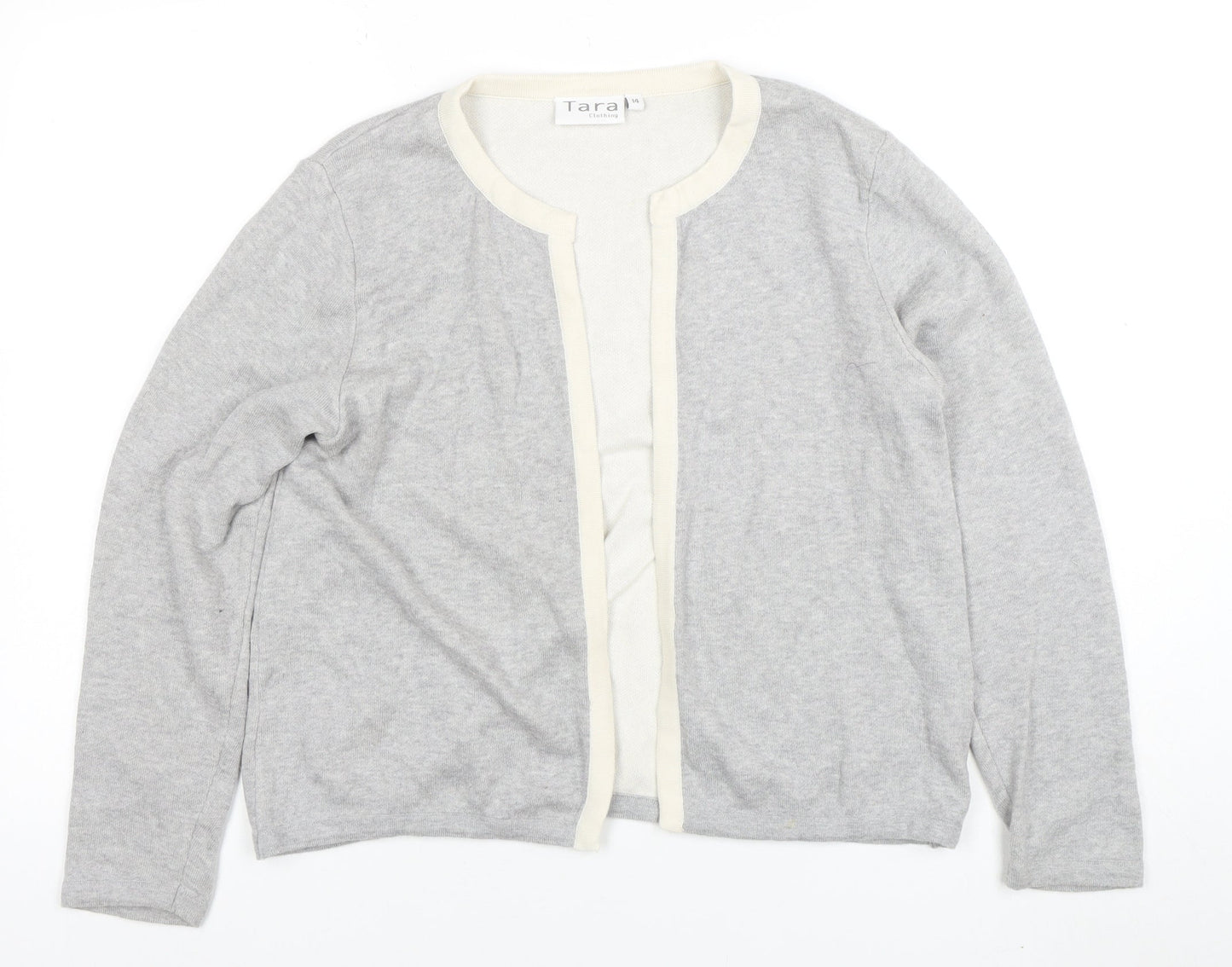 Tara Clothing Women’s Grey Cotton Blend Open Cardigan Size 14