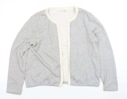 Tara Clothing Women’s Grey Cotton Blend Open Cardigan Size 14