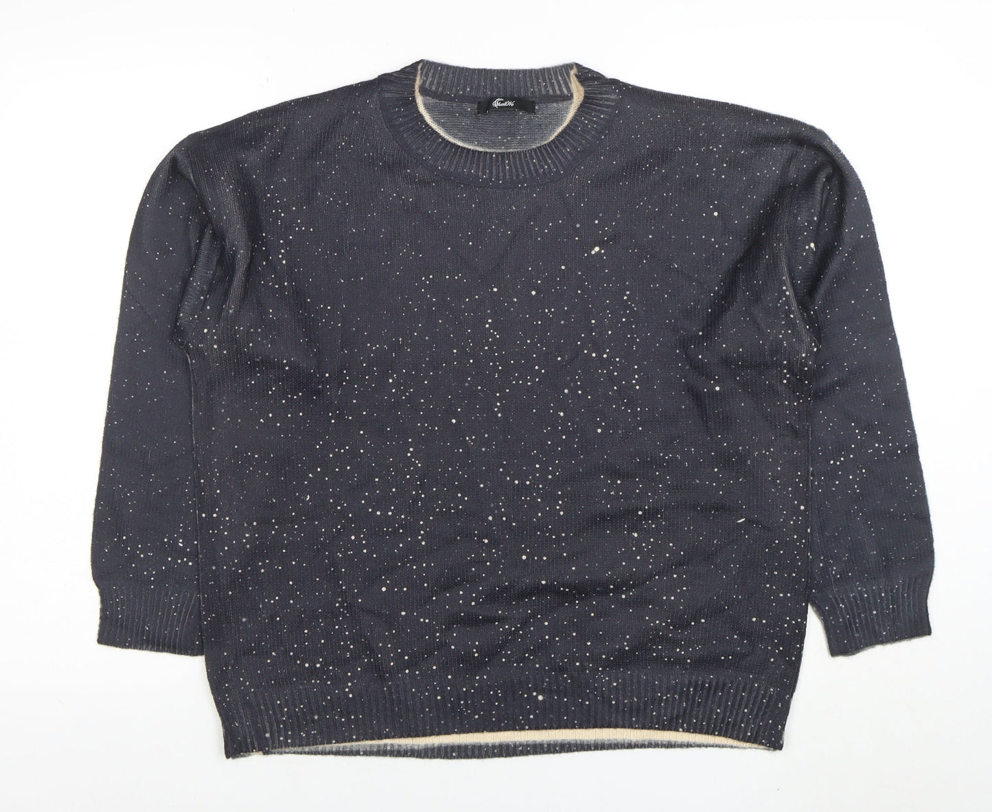 Italiane Women’s Blue Speckled Knit Crew Neck Pullover Jumper XL