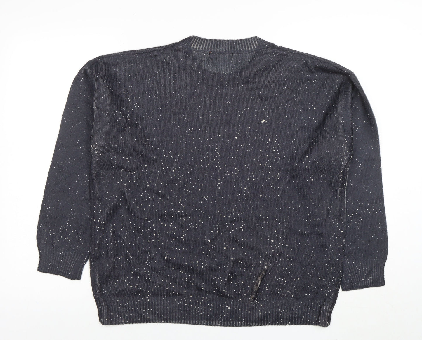 Italiane Women’s Blue Speckled Knit Crew Neck Pullover Jumper XL
