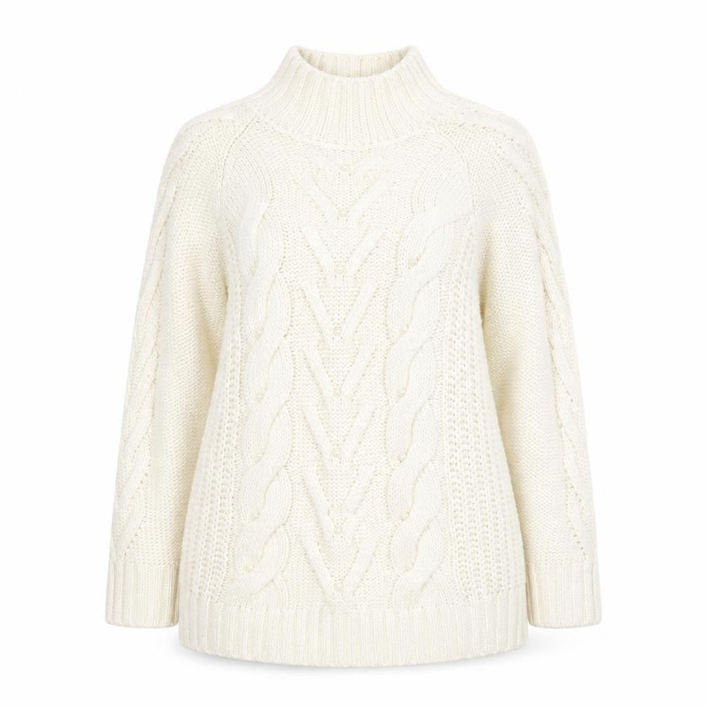 Marks & Spencer Women Ivory Roll Neck Cable-Knit Jumper M