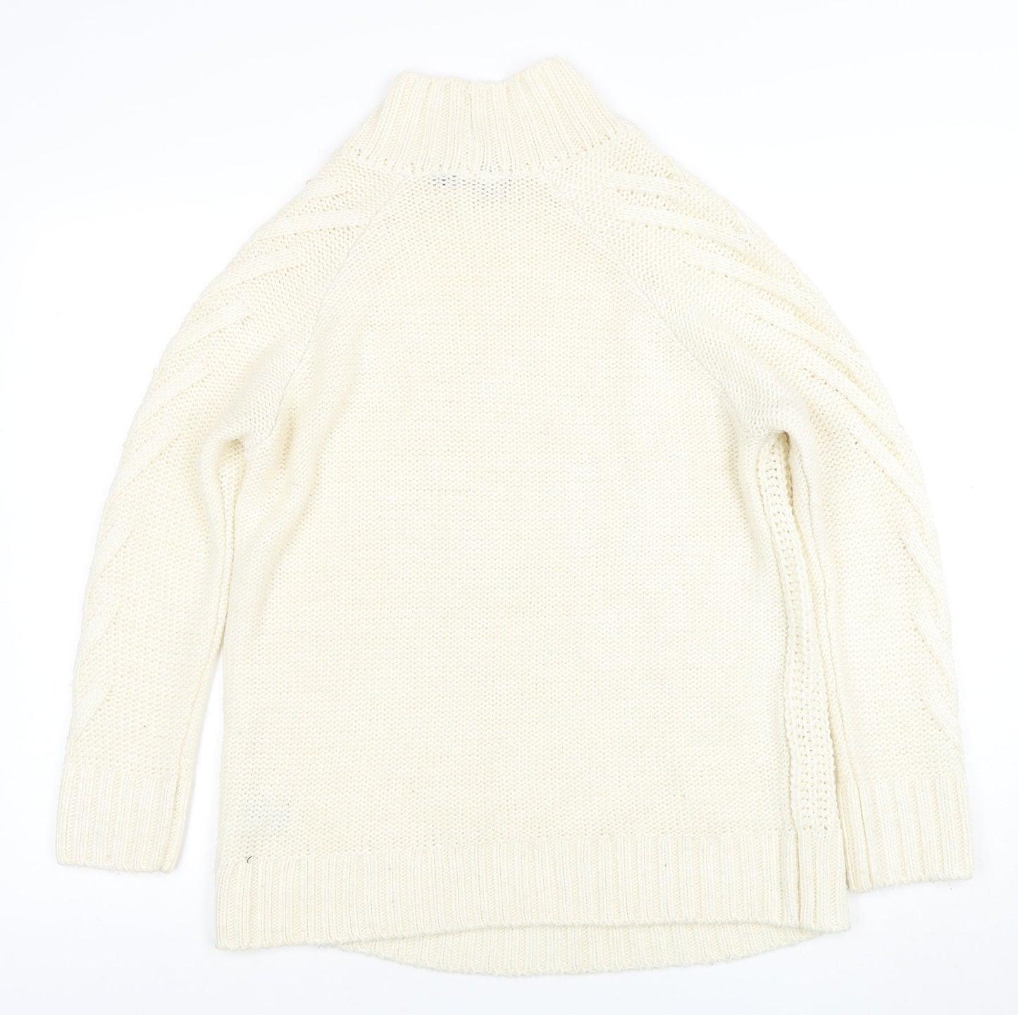Marks and Spencer Women Ivory Roll Neck Cable-Knit Jumper M