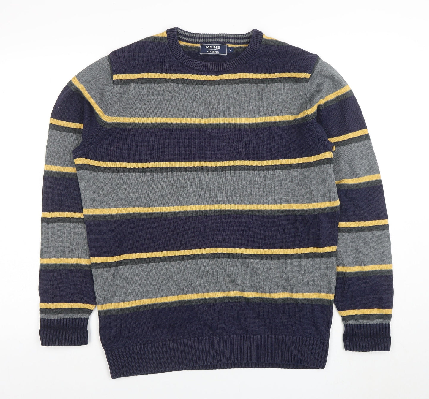 Maine New England Men's Multicoloured Stripe Cotton Jumper S