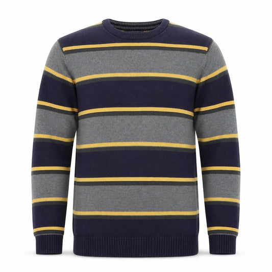 Front view of Maine New England Men's Multicoloured Stripe Cotton Jumper S