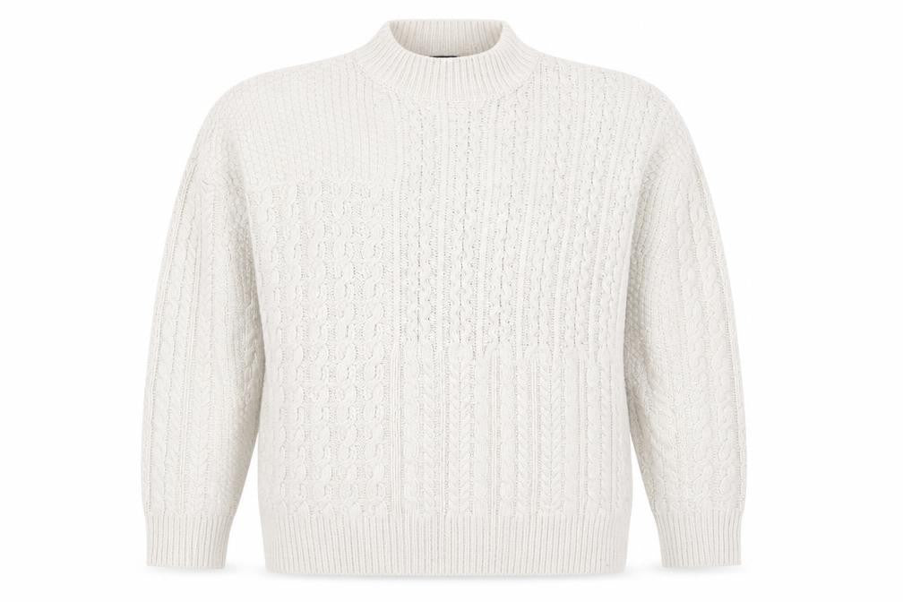 Topshop Women’s Ivory Cable-Knit Mock Neck Jumper Size 8
