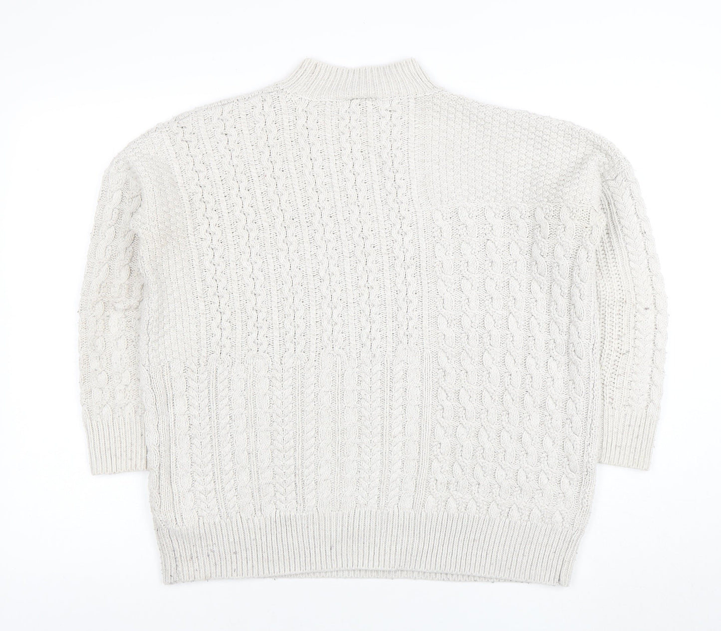 Topshop Women’s Ivory Cable-Knit Mock Neck Jumper Size 8