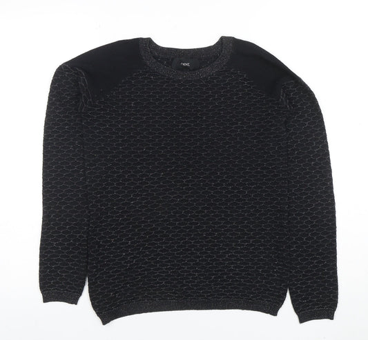 Next Women's Black Crew Neck Long Sleeve Knit Jumper Size 8