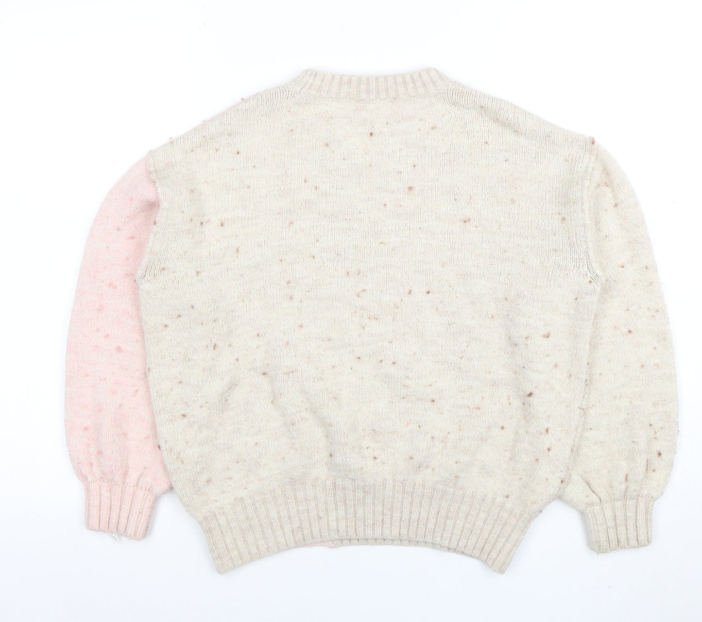 Next Womens Beige Star Rhinestone Knit Jumper Size 14