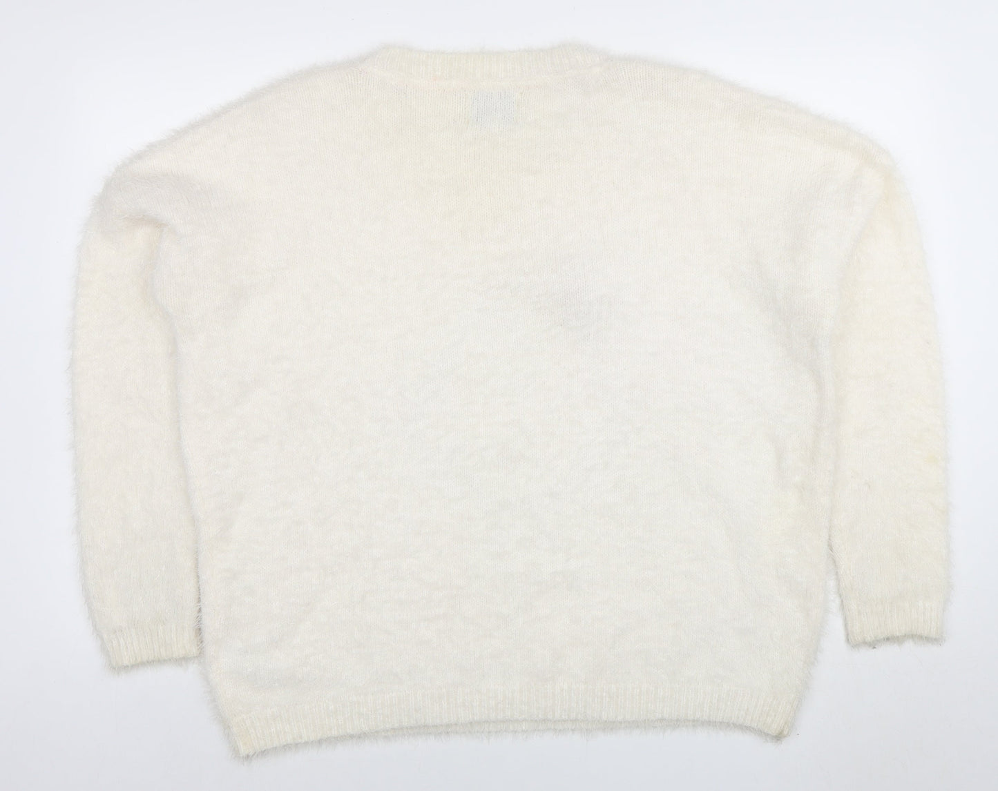 Papaya Women’s Ivory Christmas Robin Sequin Jumper XL