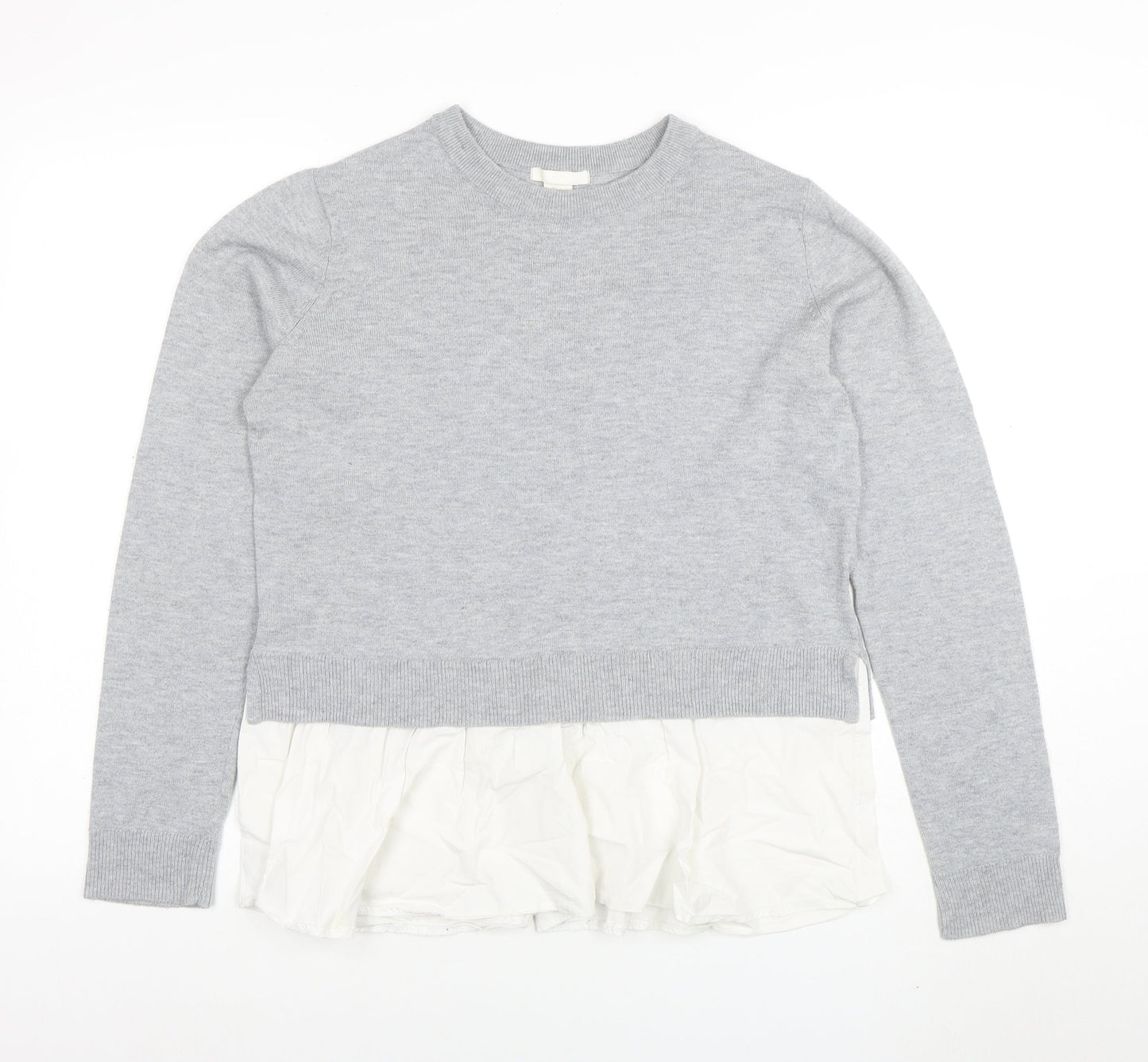 Zara Women Grey Wool Blend Pullover Jumper Size 12 Knit Top