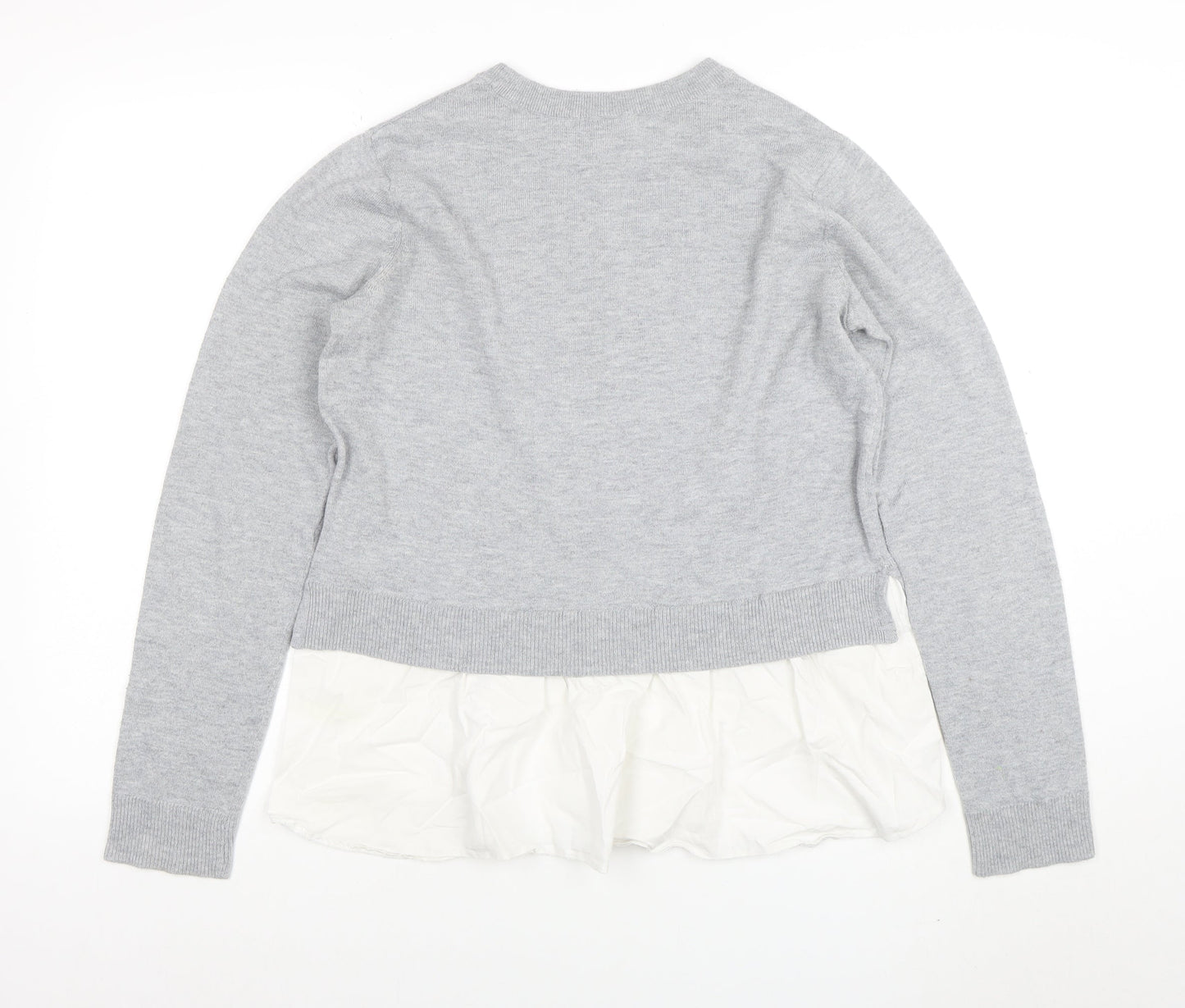 Zara Women Grey Wool Blend Pullover Jumper Size 12 Knit Top