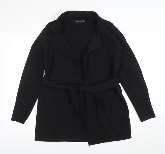 PrettyLittleThing Womens Black Belted Coatigan Size 12
