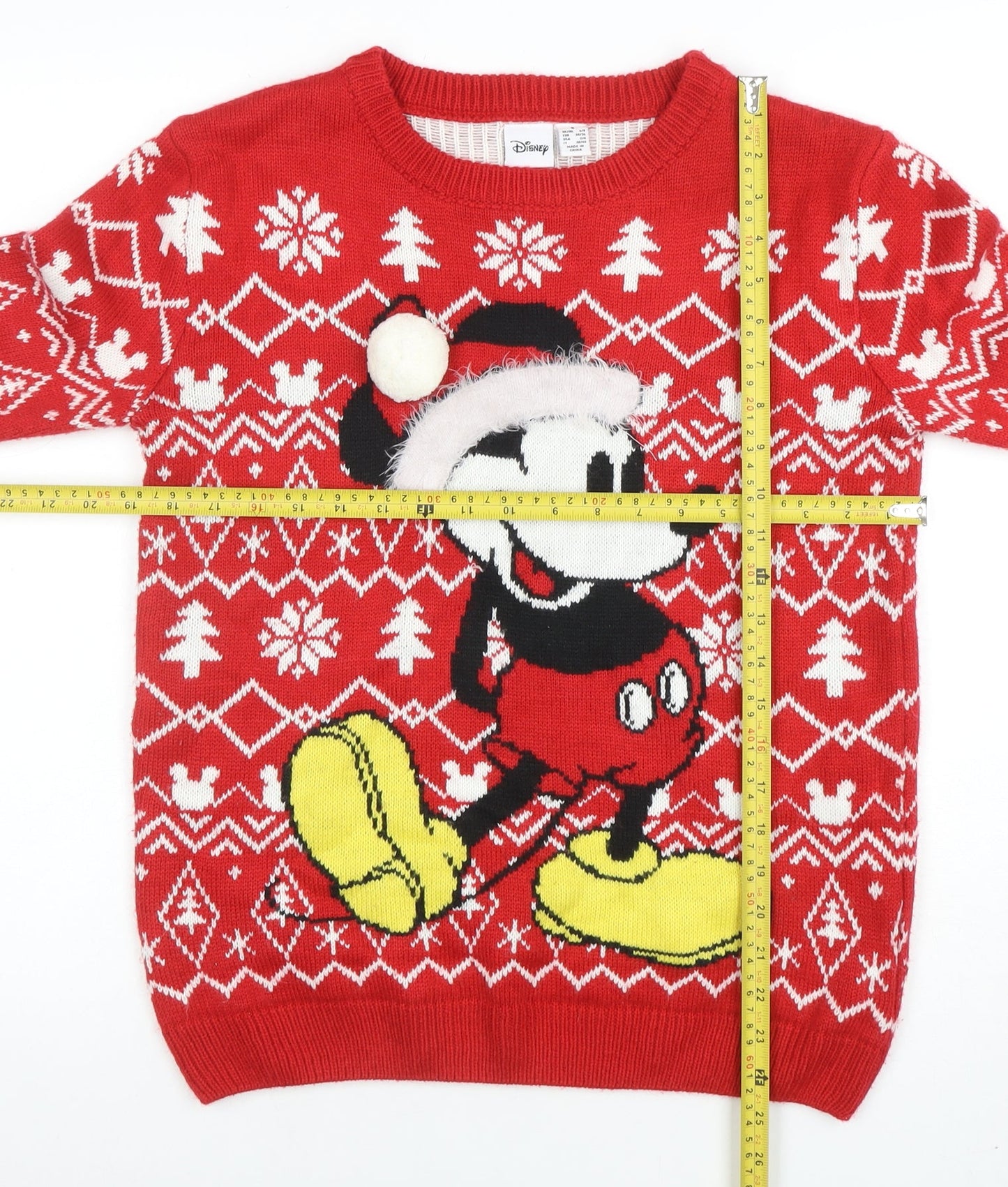 Disney Womens Red Mickey Mouse Christmas Jumper Size S