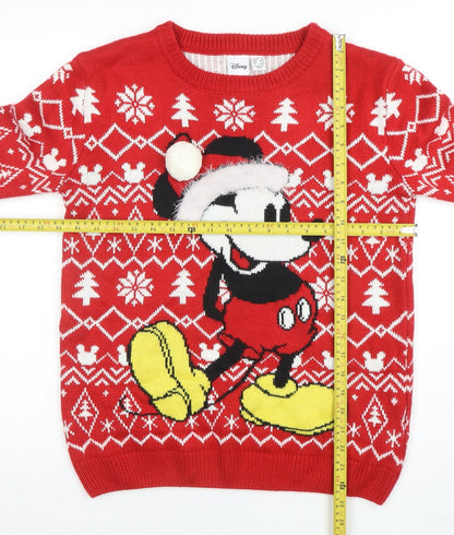Preloved Disney Womens Red Mickey Mouse Christmas Jumper Size S - Back