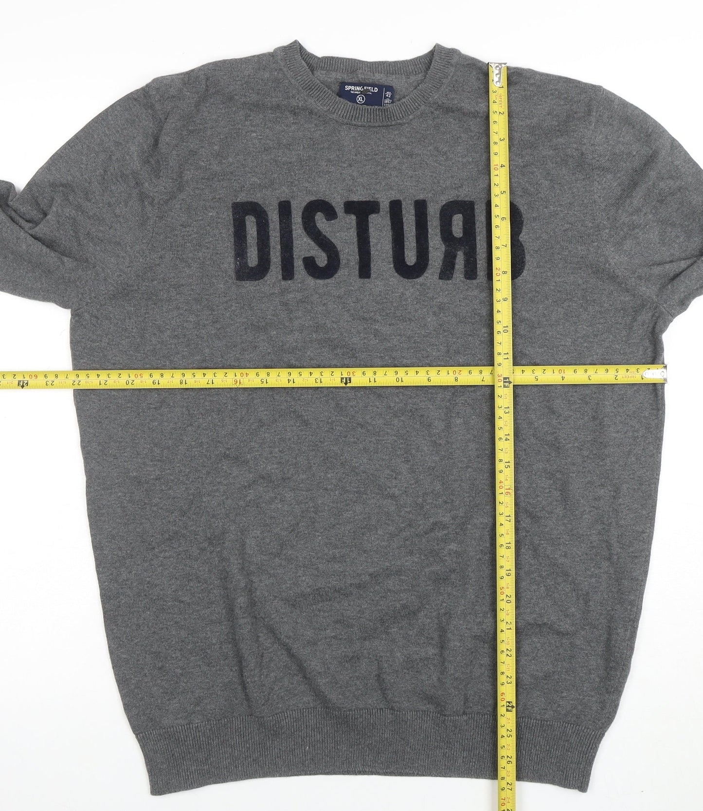 Springfield Men's Grey XL Pullover Jumper with Disturb Logo