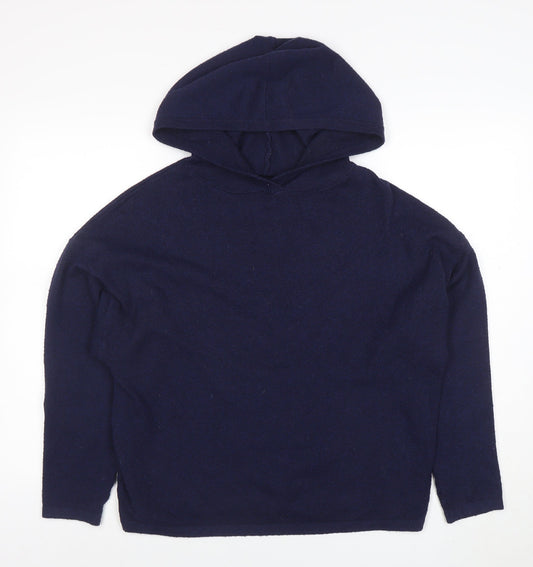 Jack Wills Women's Navy Blue Wool Blend Pullover Hoodie UK 8