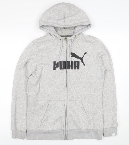 Puma Womens Grey Full Zip Hoodie Size 12 Classic Logo Design