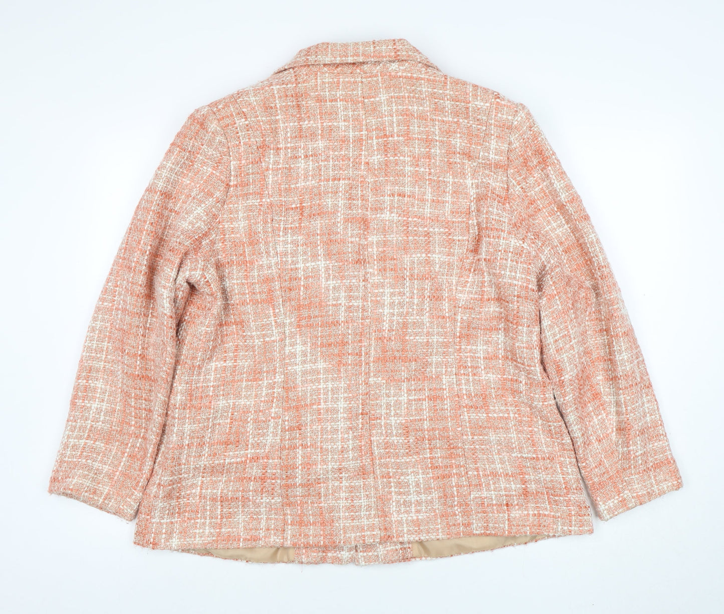 Classics Womens Orange Tweed Lined Single Breasted Jacket Size 20