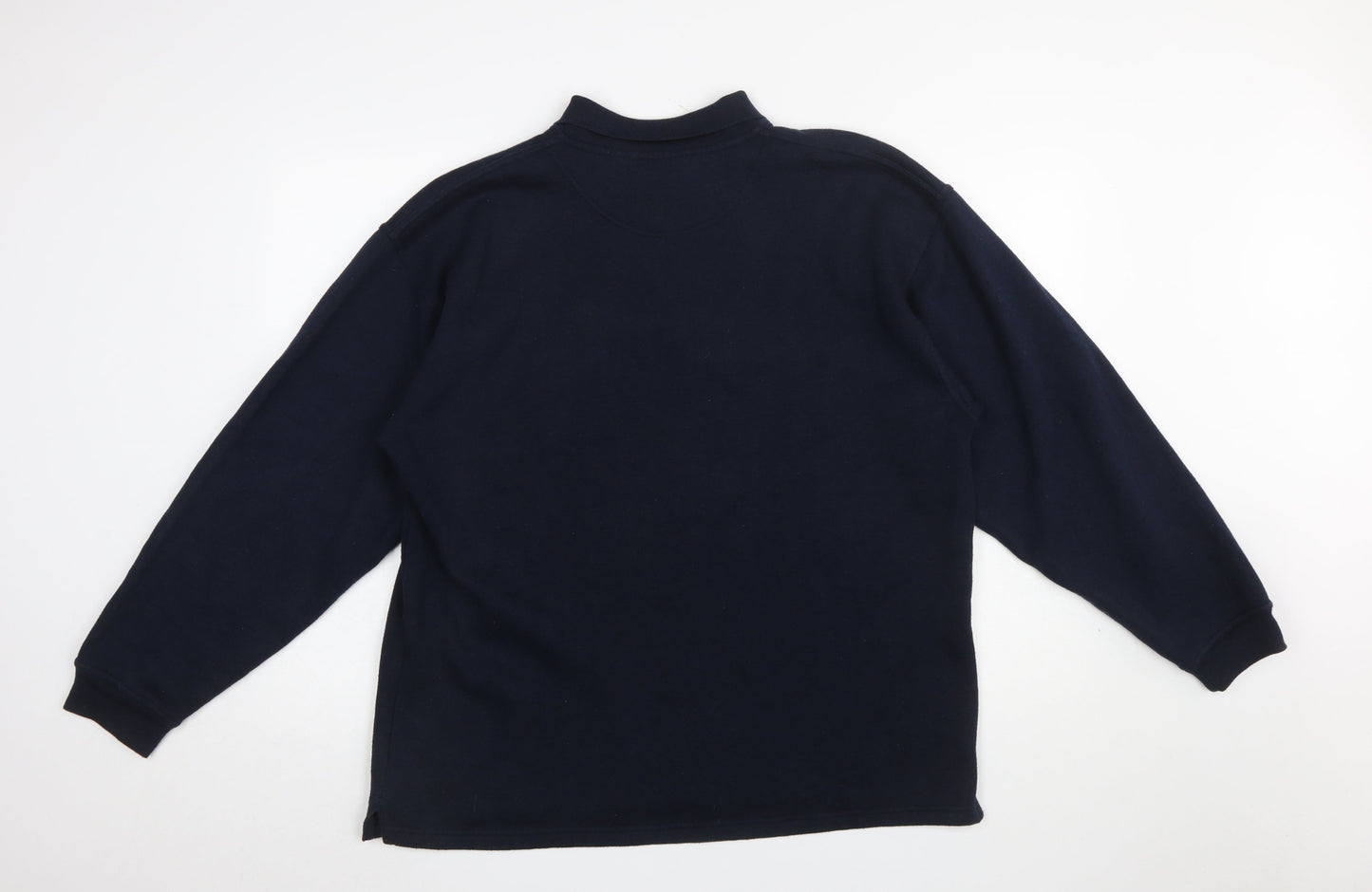 Giorgio Men's Blue Collared Henley Sweatshirt Size L
