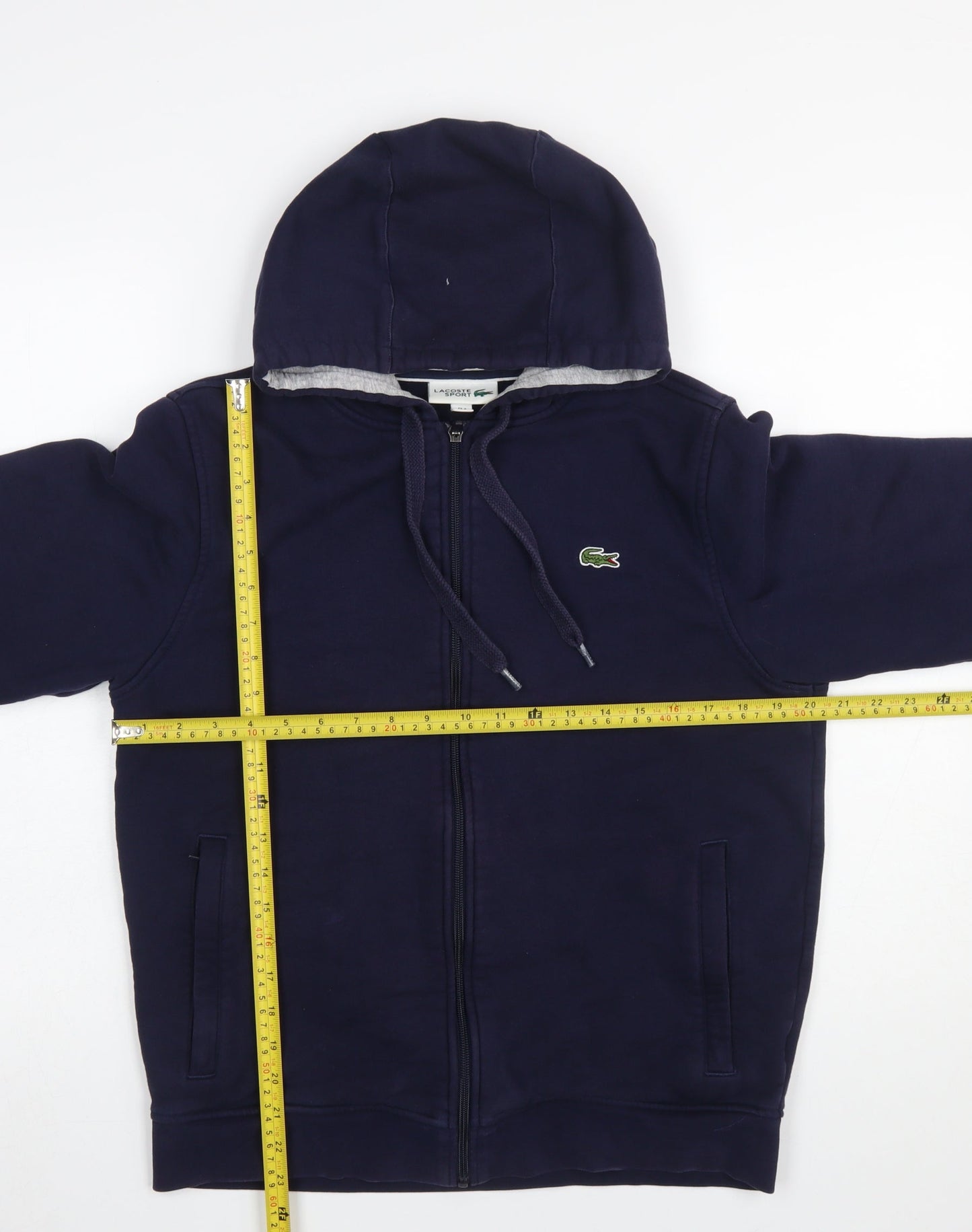 Lacoste Sport Women's Navy Blue Full Zip Hoodie Size M Cotton Blend