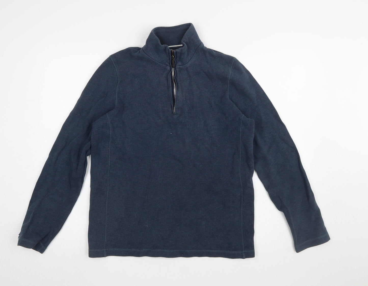 John Lewis Men’s Blue Cotton 1/4 Zip High Neck Sweatshirt M