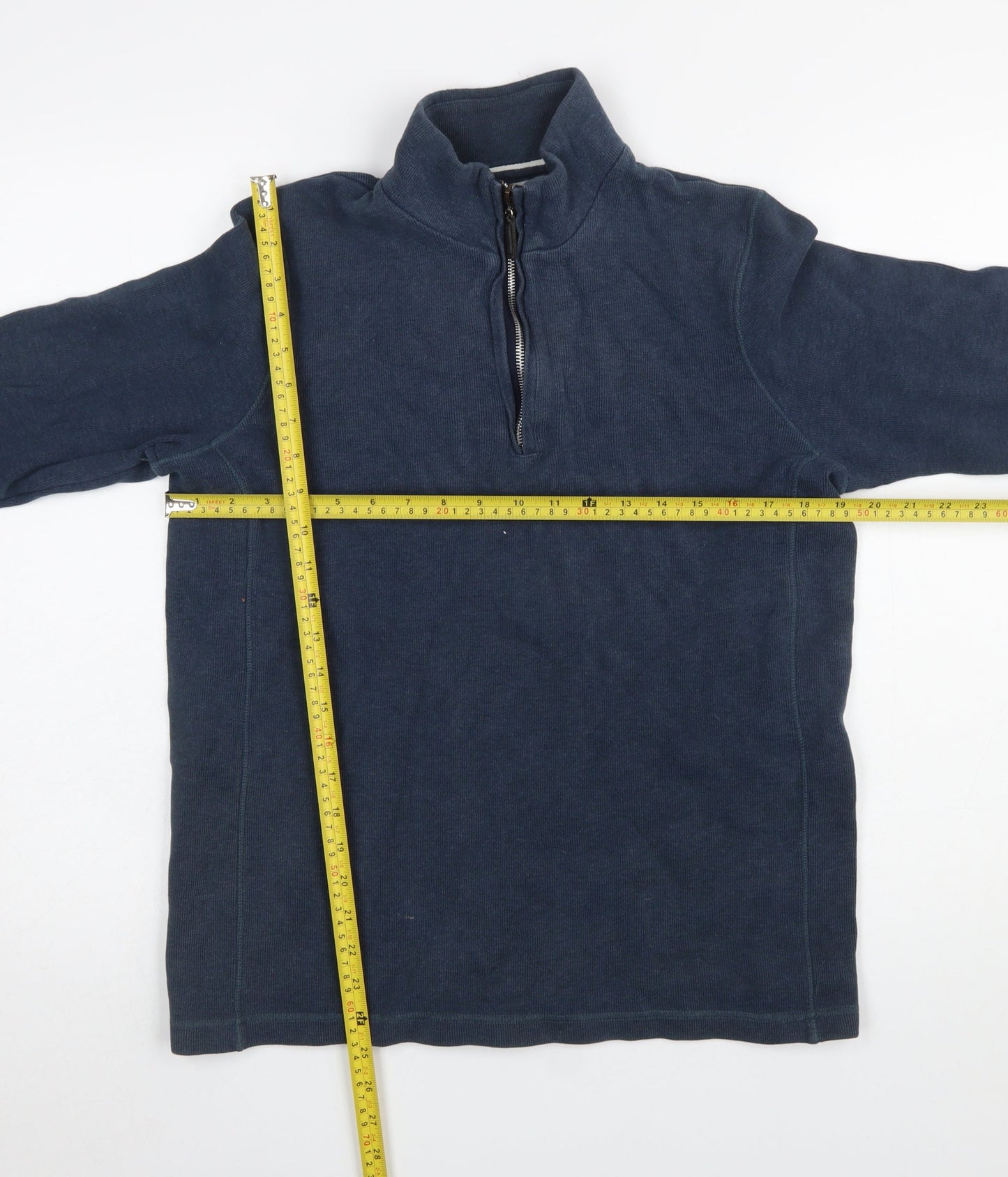 John Lewis Men’s Blue Cotton 1/4 Zip High Neck Sweatshirt M