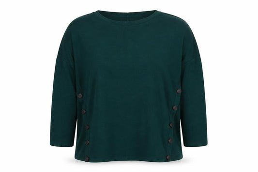 New Look Women’s Green Long Sleeve Button Side Tunic Top UK 8
