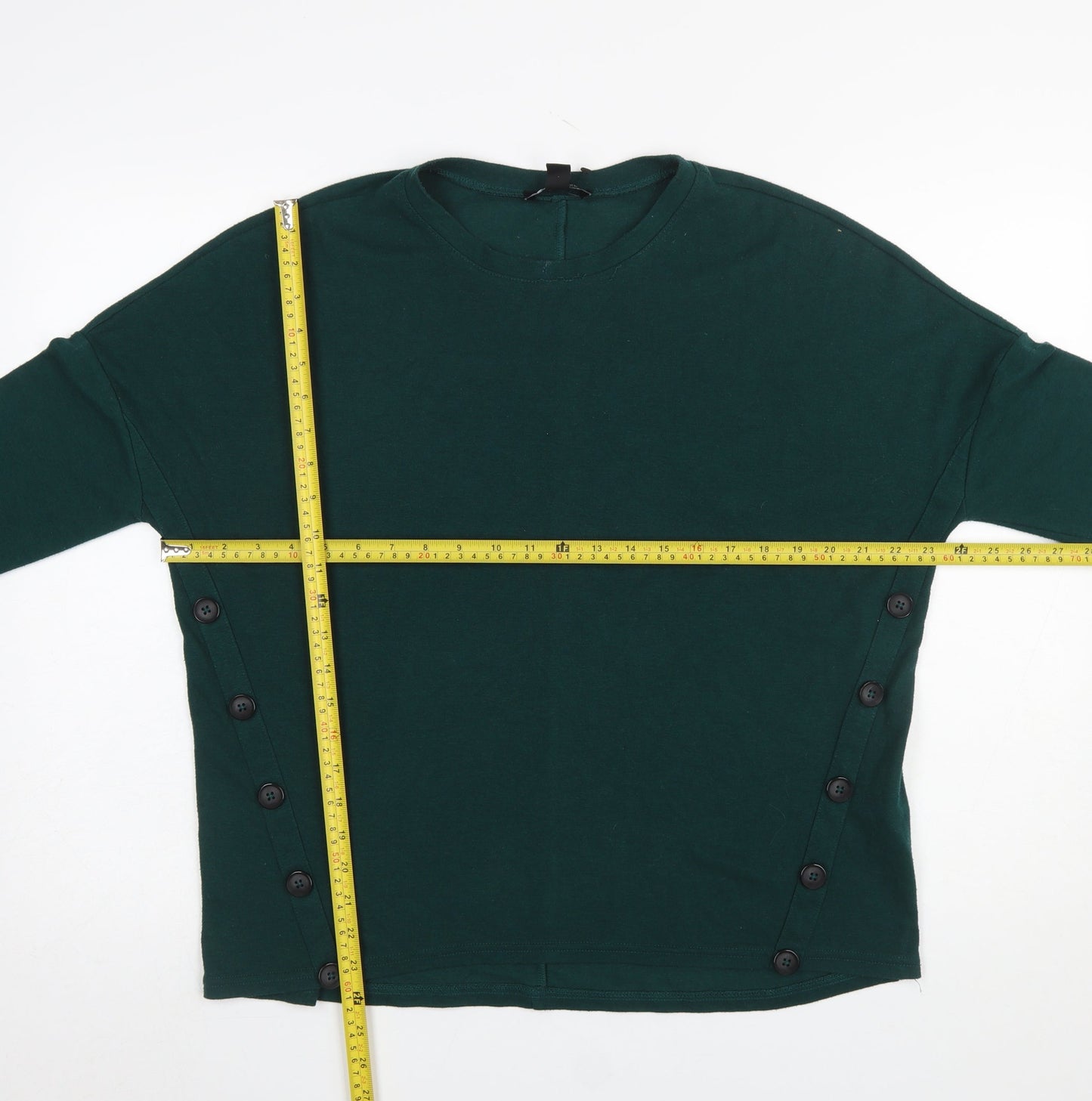 New Look Women’s Green Long Sleeve Button Side Tunic Top UK 8