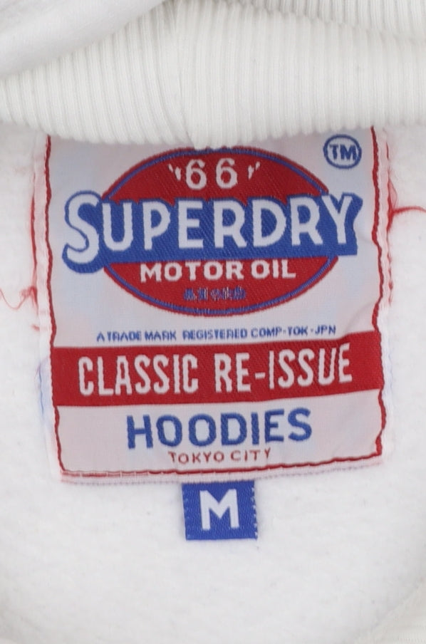 Superdry Men’s White Pullover Hoodie M Graphic Logo Fleece Sweatshirt