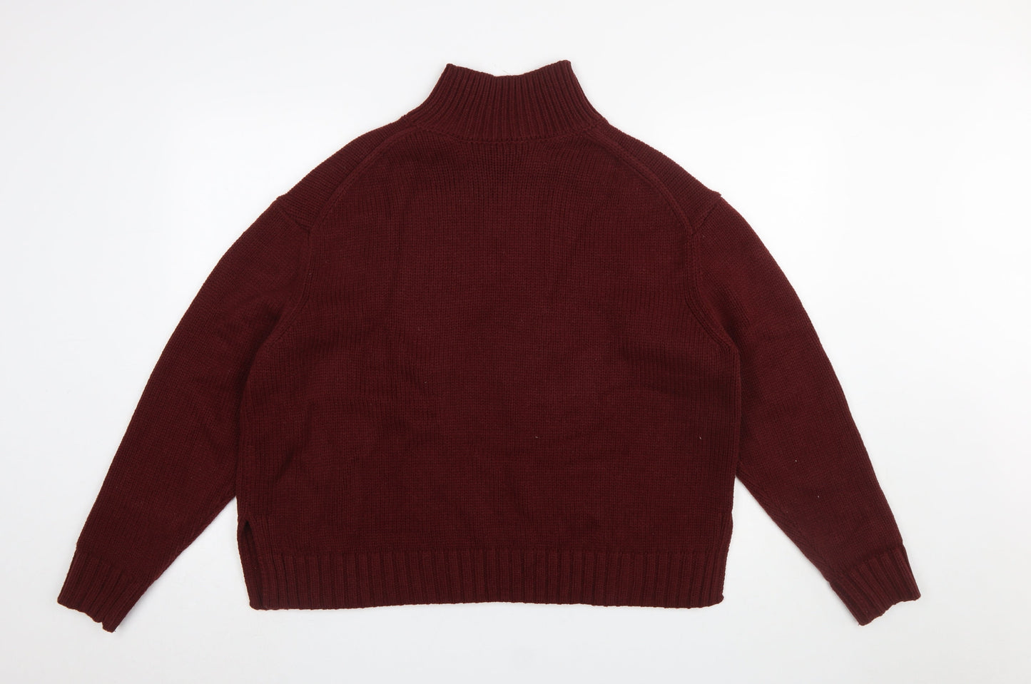ZARA Womens Red Roll Neck Acrylic Wool Knit Jumper Size 12