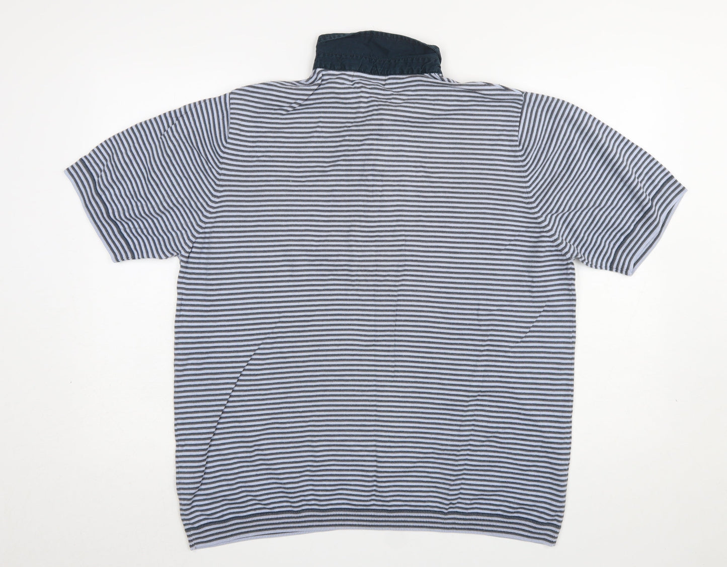 Marks and Spencer Men’s Blue Striped Polo Shirt Size L Cotton Blend