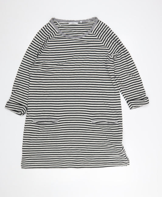 Next Women's Black Striped 3/4 Sleeve Shift Dress Size 16