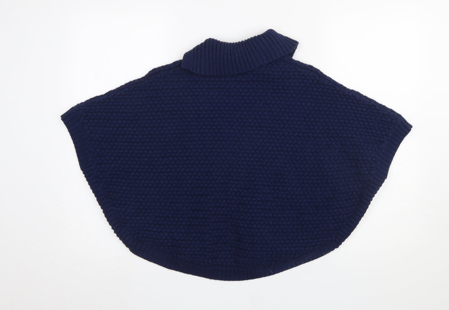John Lewis Girls Blue Knit Poncho 9-10 Years Acrylic Wool Blend