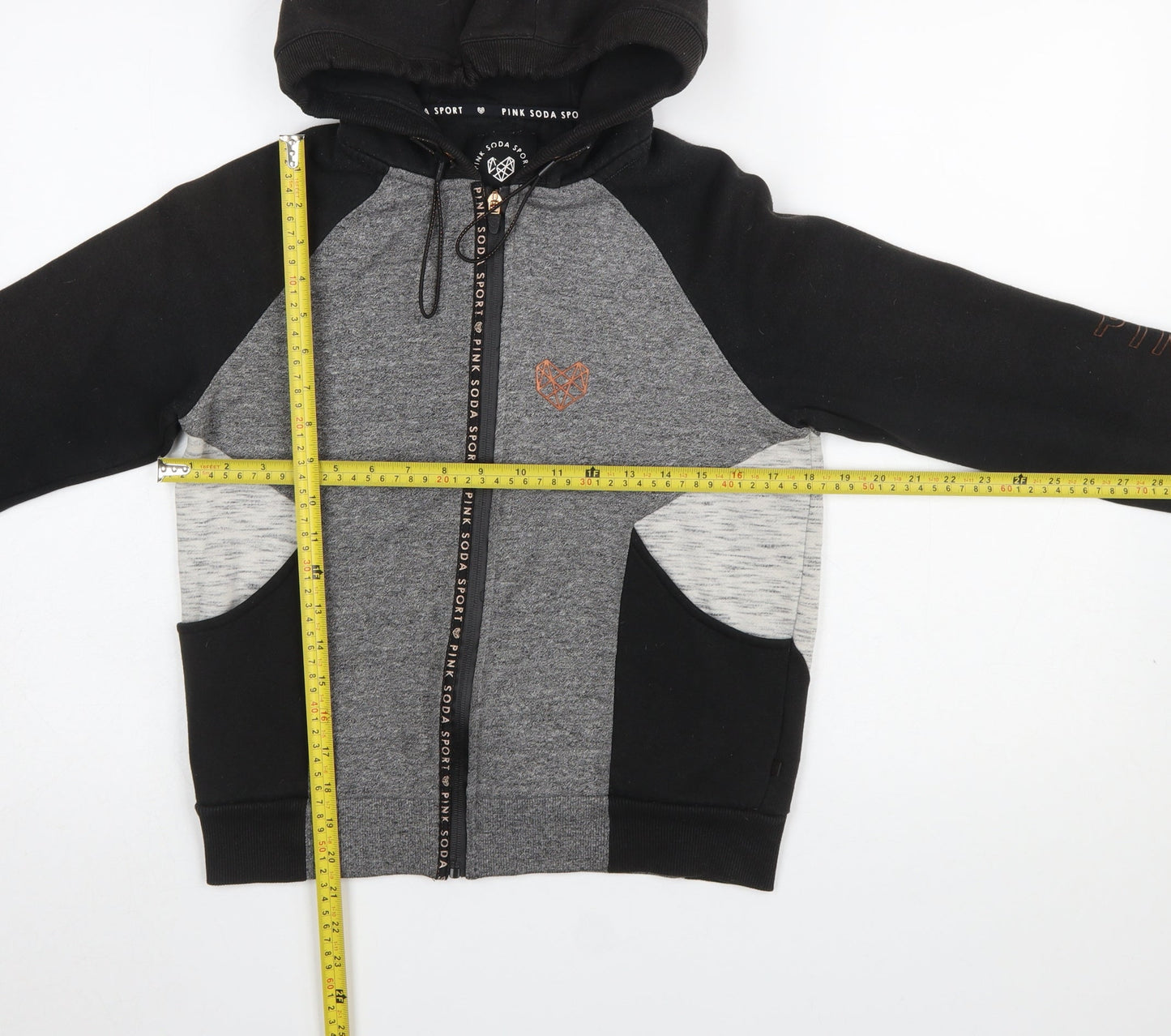 Pink Soda Sport Women Black & Grey Full Zip Hoodie UK 10