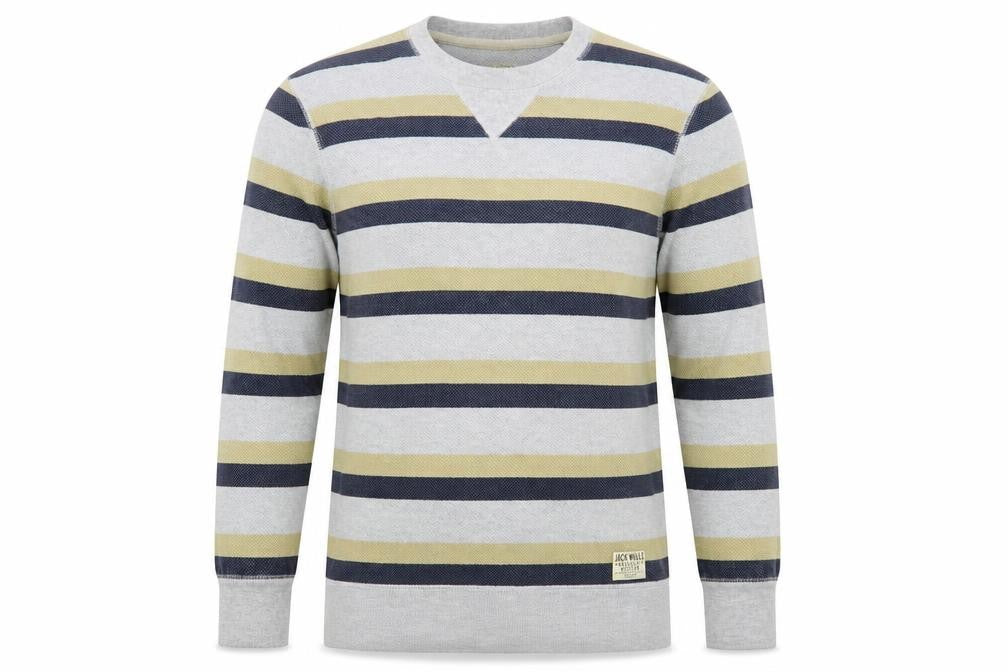 Jack Wills Mens Grey Striped Pullover Sweatshirt Size S