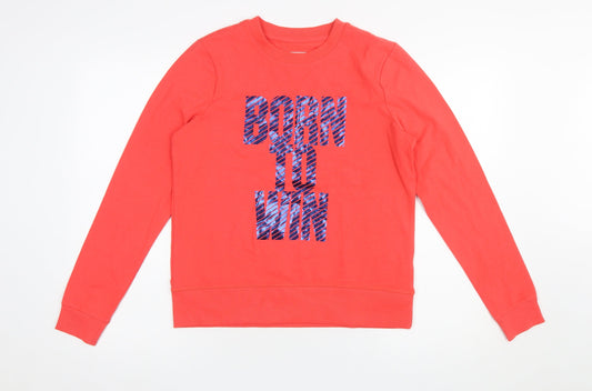 Piazza Italia Women Red Crew Neck Long Sleeve Pullover Sweatshirt M