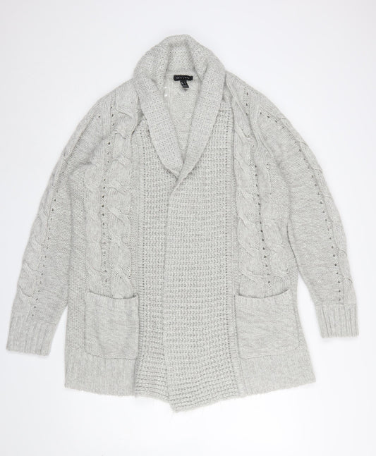 New Look Women’s Grey Cable Knit Long Sleeve Open Cardigan Size L