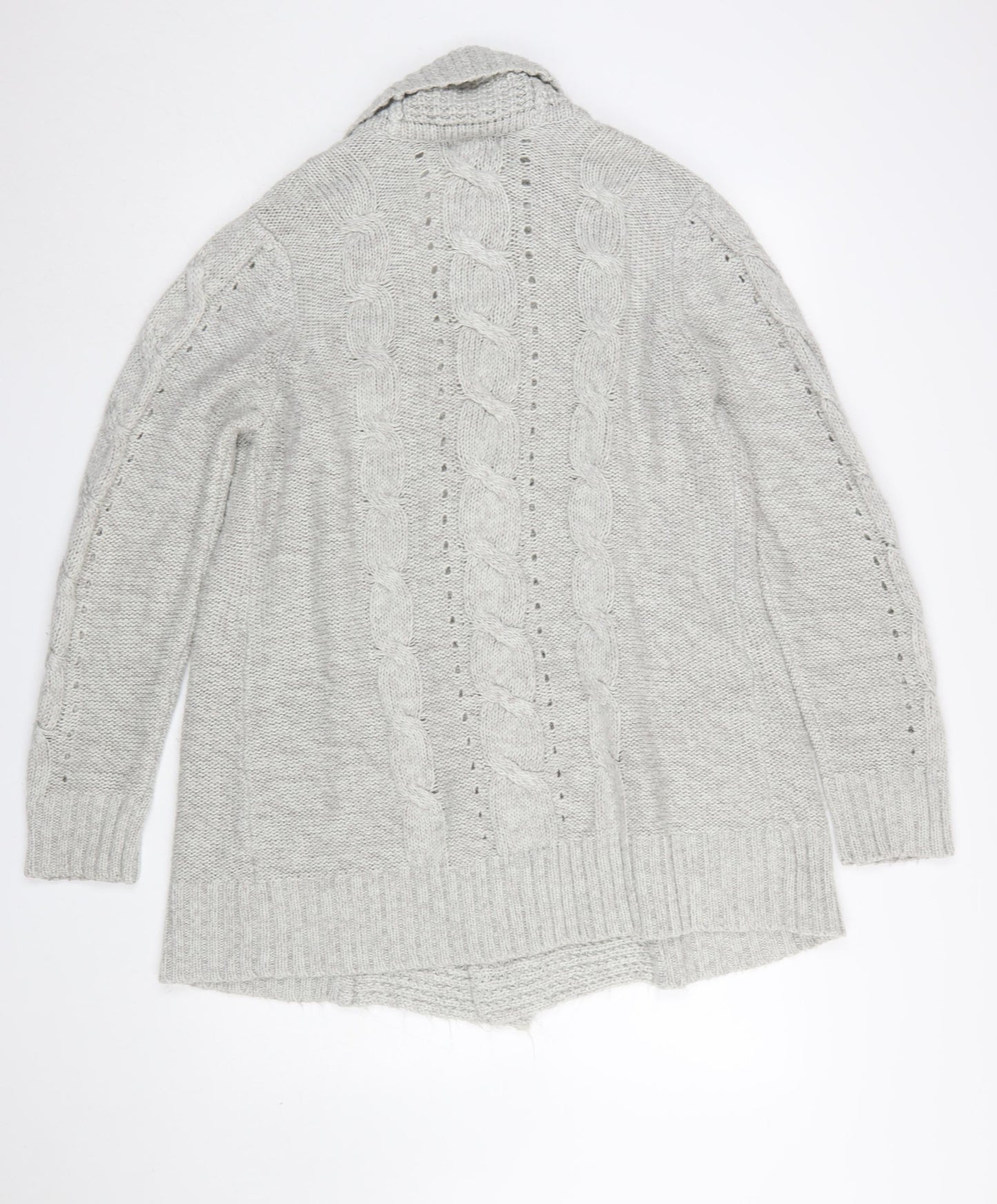New Look Women’s Grey Cable Knit Long Sleeve Open Cardigan Size L