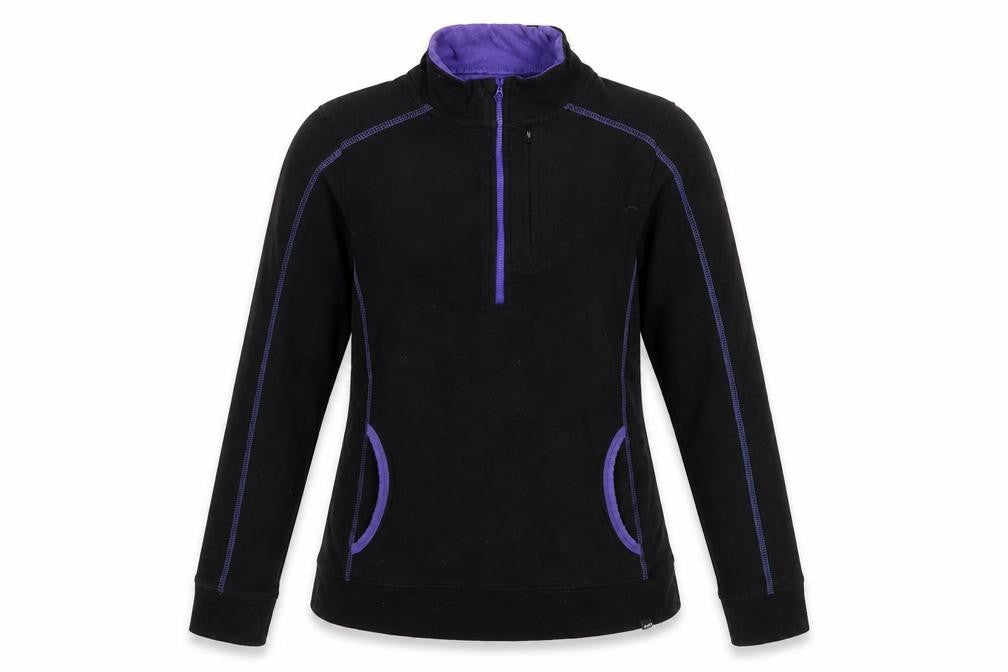 BAM Women's Black Purple 1/2 Zip Sweatshirt Size 8 Organic Cotton Blend