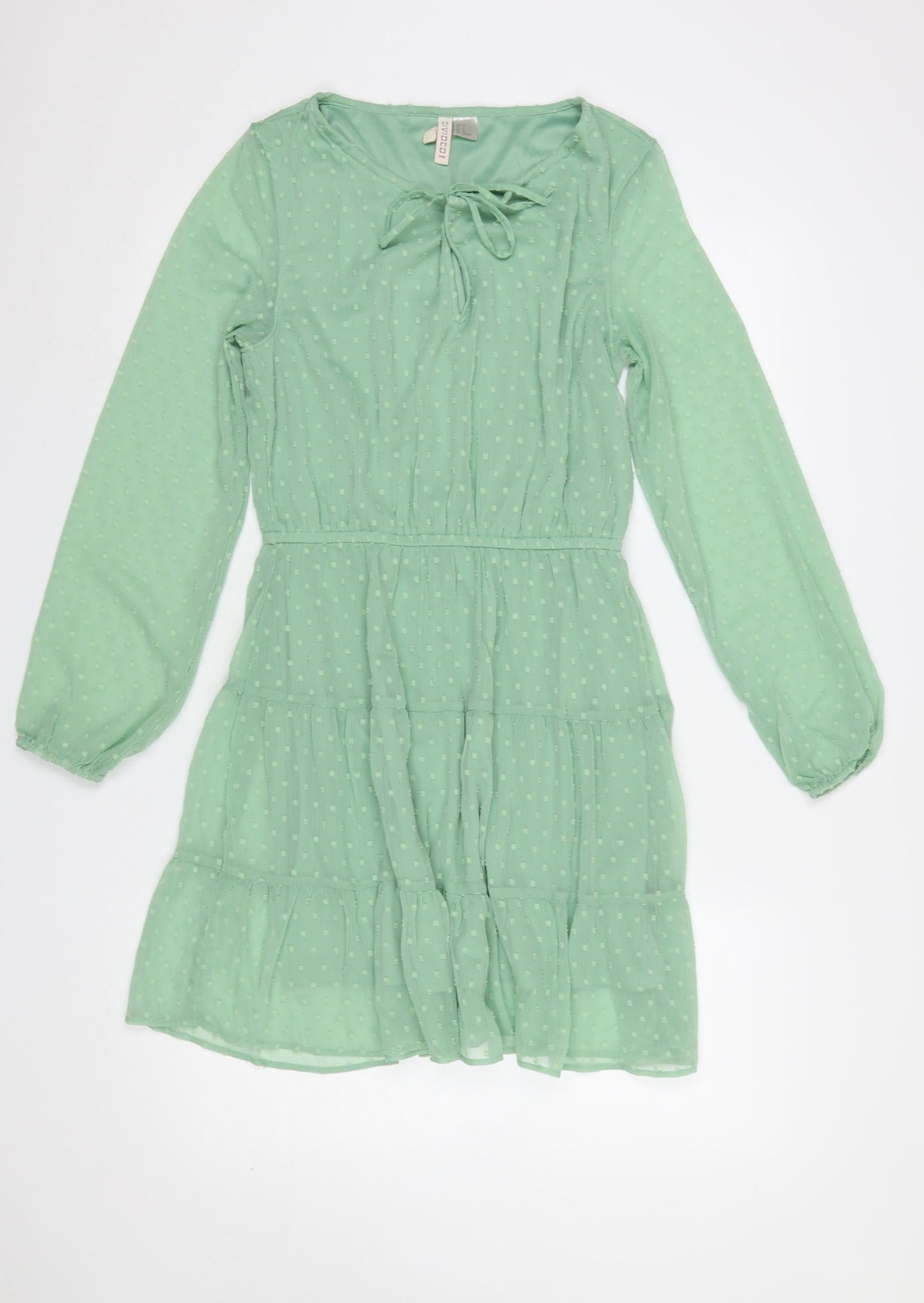 H&M Divided Women's Green A-Line Short Dress Size 10 Long Sleeve