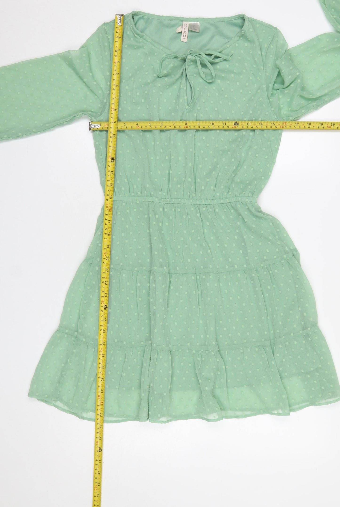 H&M Divided Women's Green A-Line Short Dress Size 10 Long Sleeve