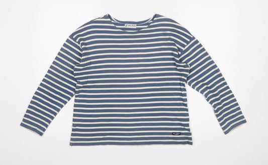 Wins Nautic Women's Blue Striped Long Sleeve Cotton T-Shirt Size L