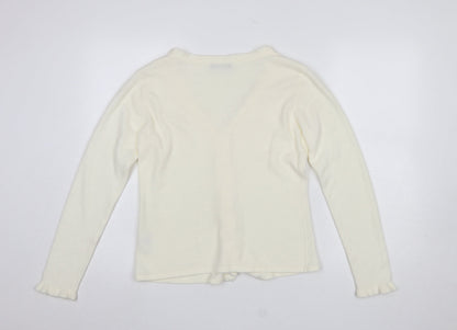 Bonmarché Womens Ivory Ruffle Edge V-Neck Cardigan Size S