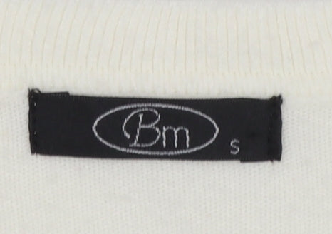 Bm Womens Ivory Ruffle Edge V-Neck Cardigan Size S