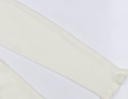 Bonmarché Womens Ivory Ruffle Edge V-Neck Cardigan Size S
