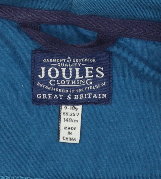 Joules Boys Blue Fleece Shark Hooded Robe 9-10 Years